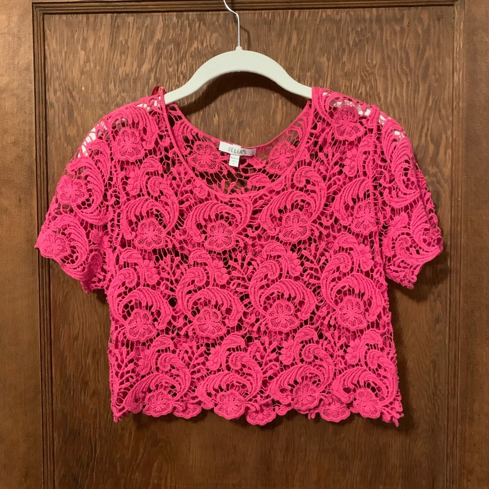 Delias Pink lace crop top